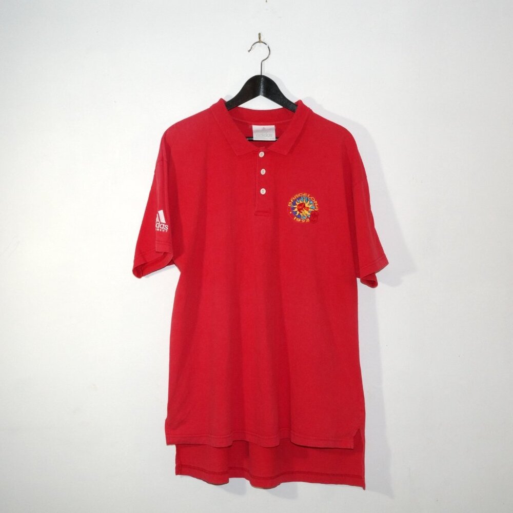Vintage Rare 1992 Adidas Equipment Barcelona Olympics Polo T-Shirt Red Mens XL